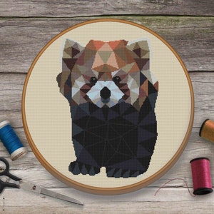 Red Panda Cross Stitch Pattern / Panda Ornament / Modern Geometric Cross Stitch Pattern / Cross Stitch Pattern Funny Printable / Nursery PDF