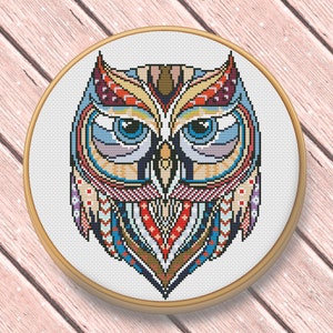 Owl Geometric Cross Stitch Pattern. Modern Counted Cross Stitch. Instant Download PDF. Funny Cross Stitch Pattern . Animal Cross Stitch