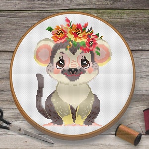 Baby Monkey Cross Stitch Pattern, Cute Cross Stitch Pattern, Funny Cross Stitch Pattern, Monkey Nursery Decor, Cross Stitch Pattern PDF,