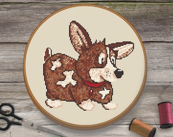 Corgi Cross Stitch Pattern. Funny Corgi Welsh gifts.  Cross Stitch Pattern Modern. Cute Corgi Dog Cross Stitch Pattern