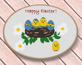 Easter Decoration. Easter Basket. Easter Cross Stitch Pattern. Happy Easter Counted Cross Stitch Pattern. Instant PDF Download Cross Stitch