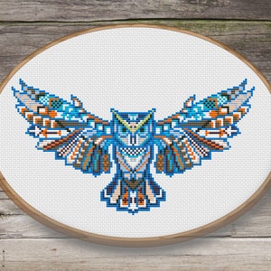 Mandala Owl Cross Stitch Pattern. Geometric Owl Modern Counted Cross Stitch. Instant Download PDF. Funny Cross Stitch Pattern.
