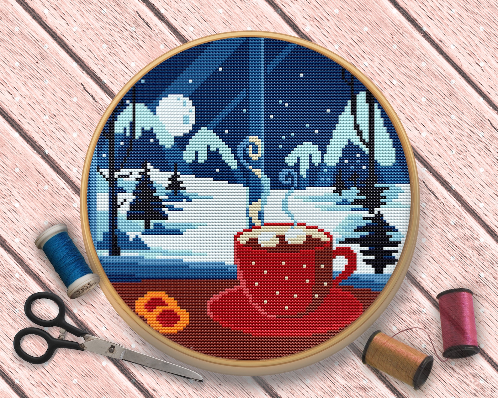 Winter Cross Stitch Pattern Winter Scene Cross Stitch Etsy
