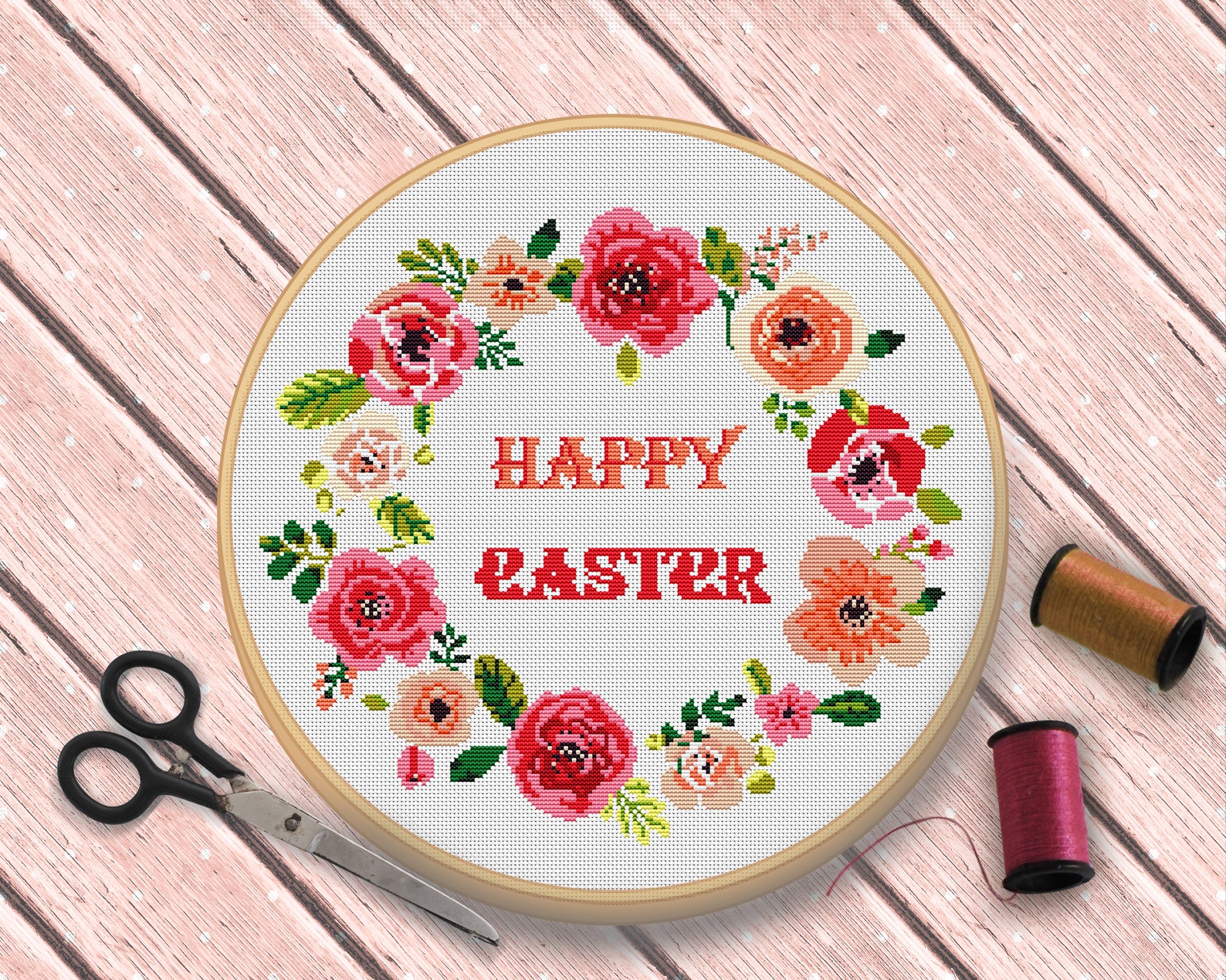 Happy Easter Cross Stitch Pattern. Funny Modern Cross Stitch Pattern ...