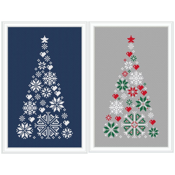 Christmas Tree Cross Stitch Pattern, Christmas Bauble Cross Stitch, Merry Christmas Sampler PDF, Winter cross stitch pattern, XMas Tree PDF