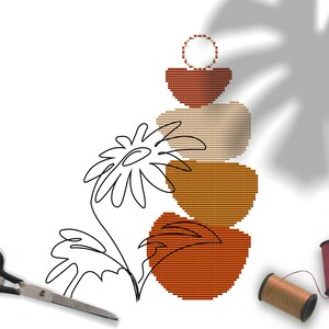 Boho Leaf Cross Stitch Pattern, Geometric Cross Stitch Pattern, Modern Cross Stitch, Easy Cross Stitch, Abstract Cross Stitch Pattern PDF