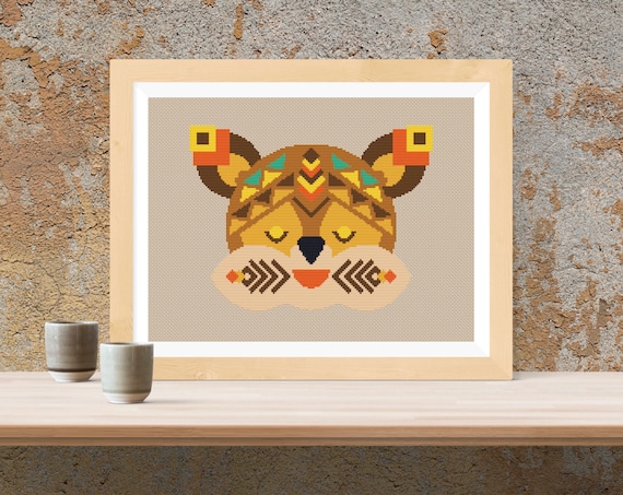 Fox Cross Stitch Pattern / Tribal Ethnic Fox / Animal Cross Stitch / Ethnic Cross Stitch/ Ethnic Fox / Boho Fox / Tribal Cross Stitch