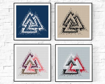 Geometric Triangles Cross Stitch Pattern. Modern Cross Stitch Pattern. Beginners Pattern. Geometrical Cross Stitch Chart