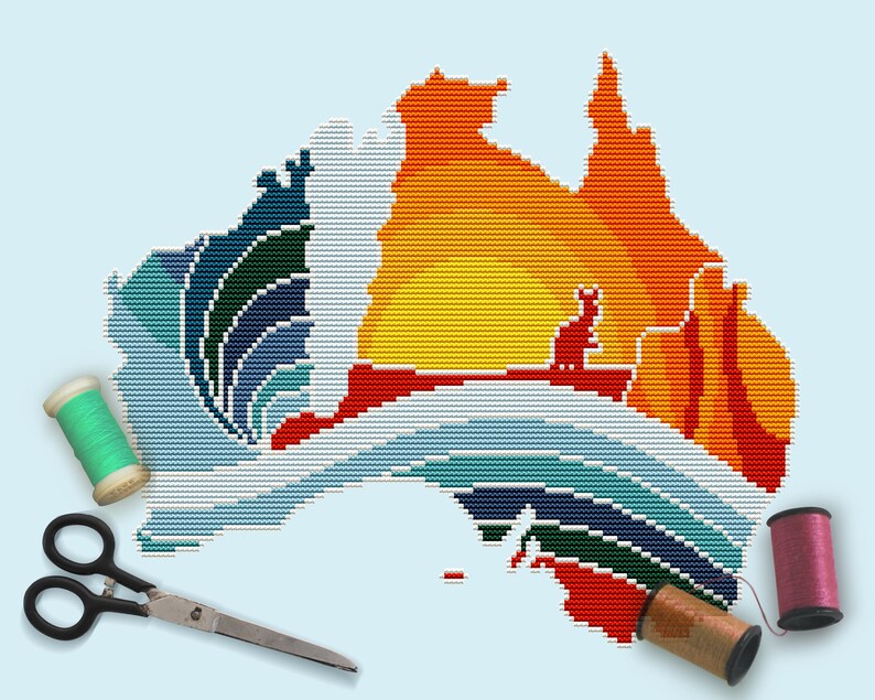 Australia Cross Stitch Pattern Australia Map Cross Stitch Etsy