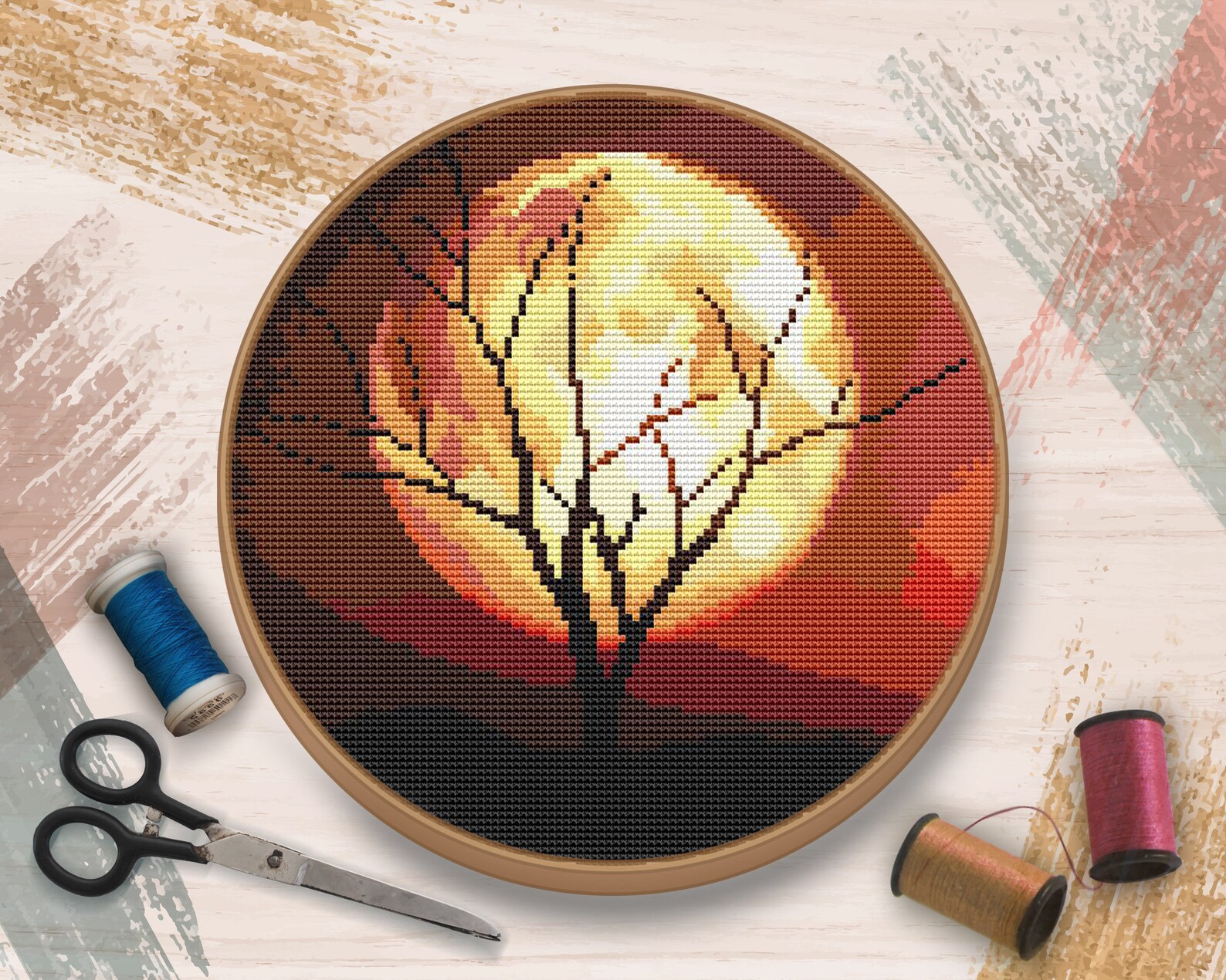 Sunset Cross Stitch Pattern Landscape Cross Stitch Pattern - Etsy
