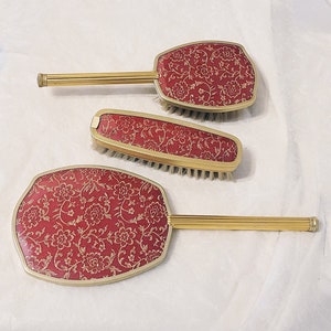 Vintage 3 Piece Gold Vanity Set, Embellished With an
