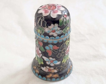 七宝焼き　小壺 美しい七宝焼きの花模様の小物入れ - 直径 - 8 cm / 高さ - 3.5 cm