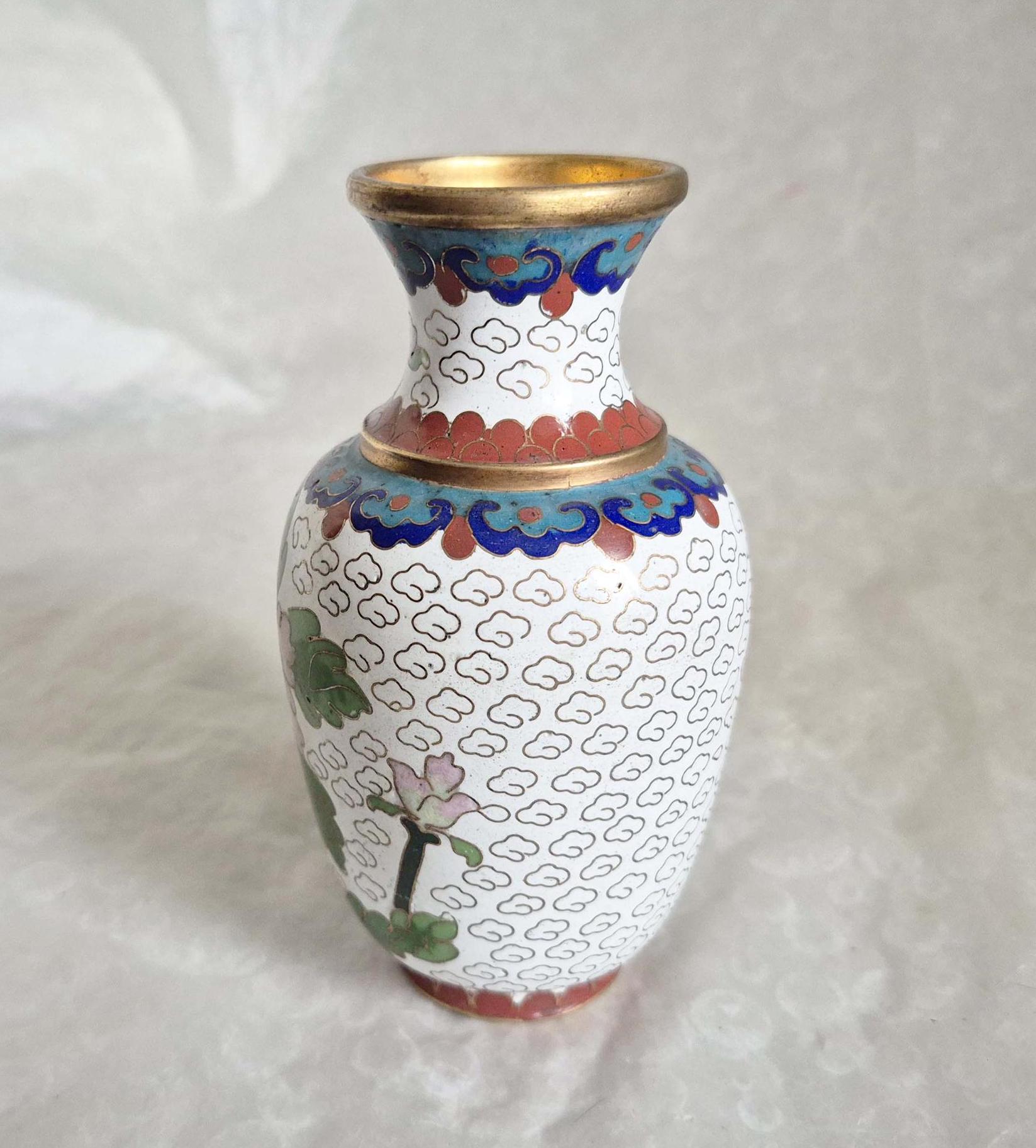 ヴィンテージ花七宝ミニ花瓶、エナメル真鍮 (13.5 cm) - Etsy 日本