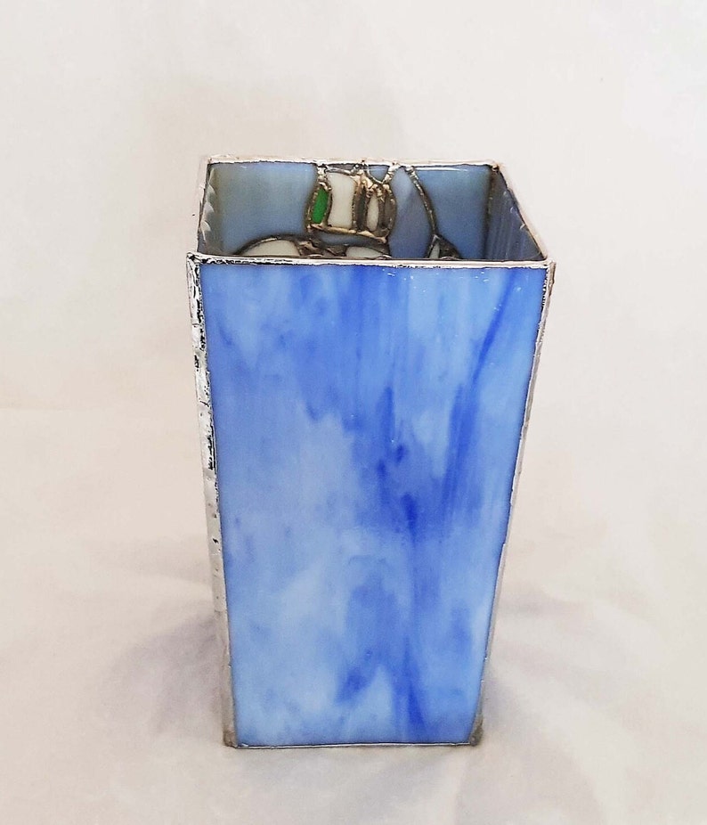 Vintage stained glass vase beautiful floral design in shades Etsy