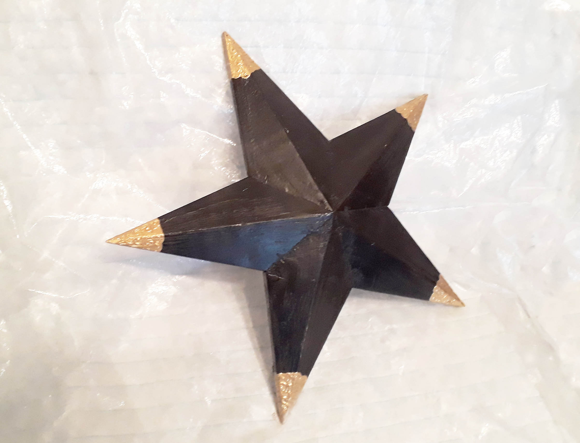 Black Wooden Star Wall Art Hand Painted With Textured Gold | Etsy