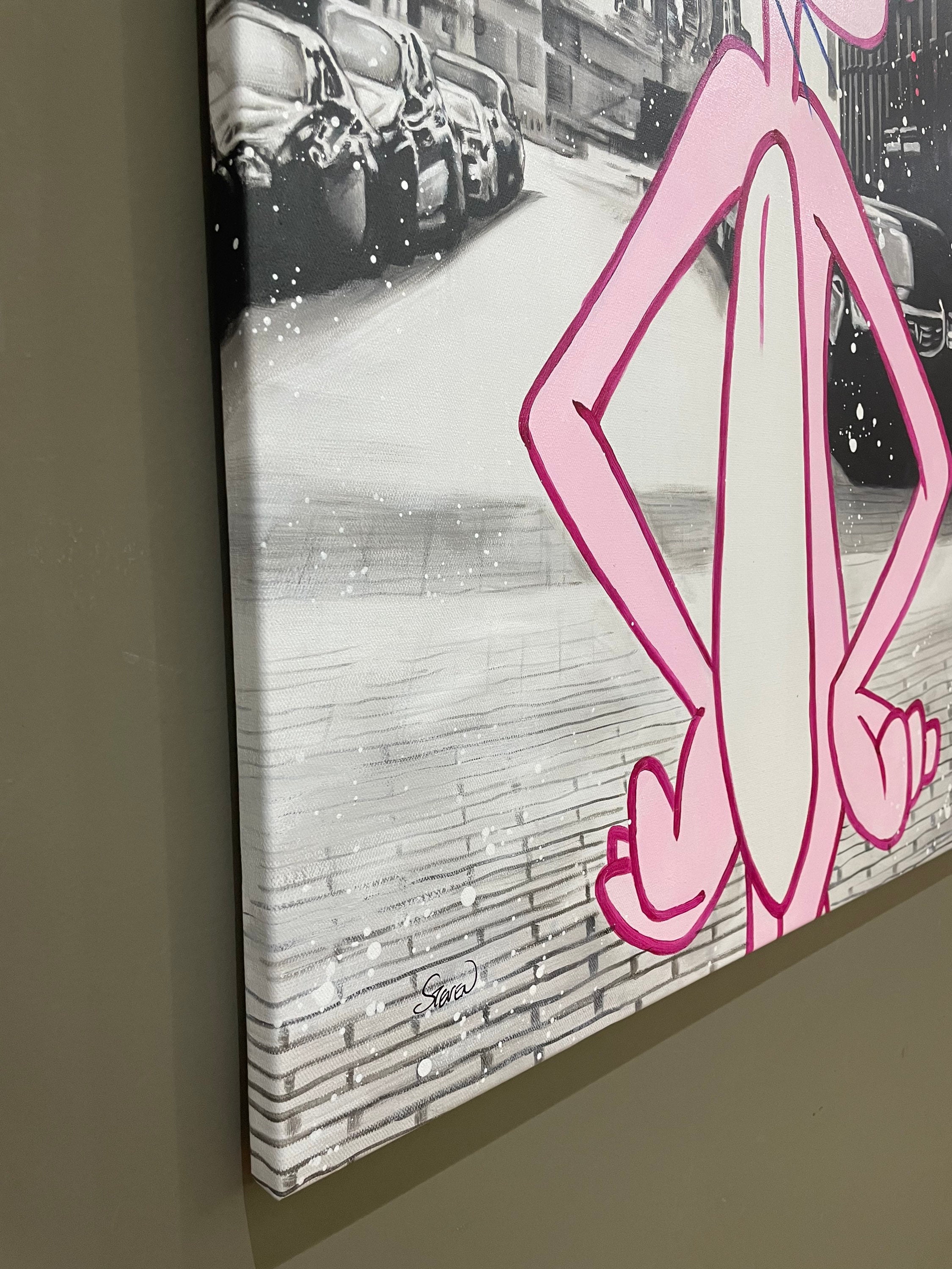 192. Pink Panther Pop Art Canvas Chaplin Pop Art Painting 