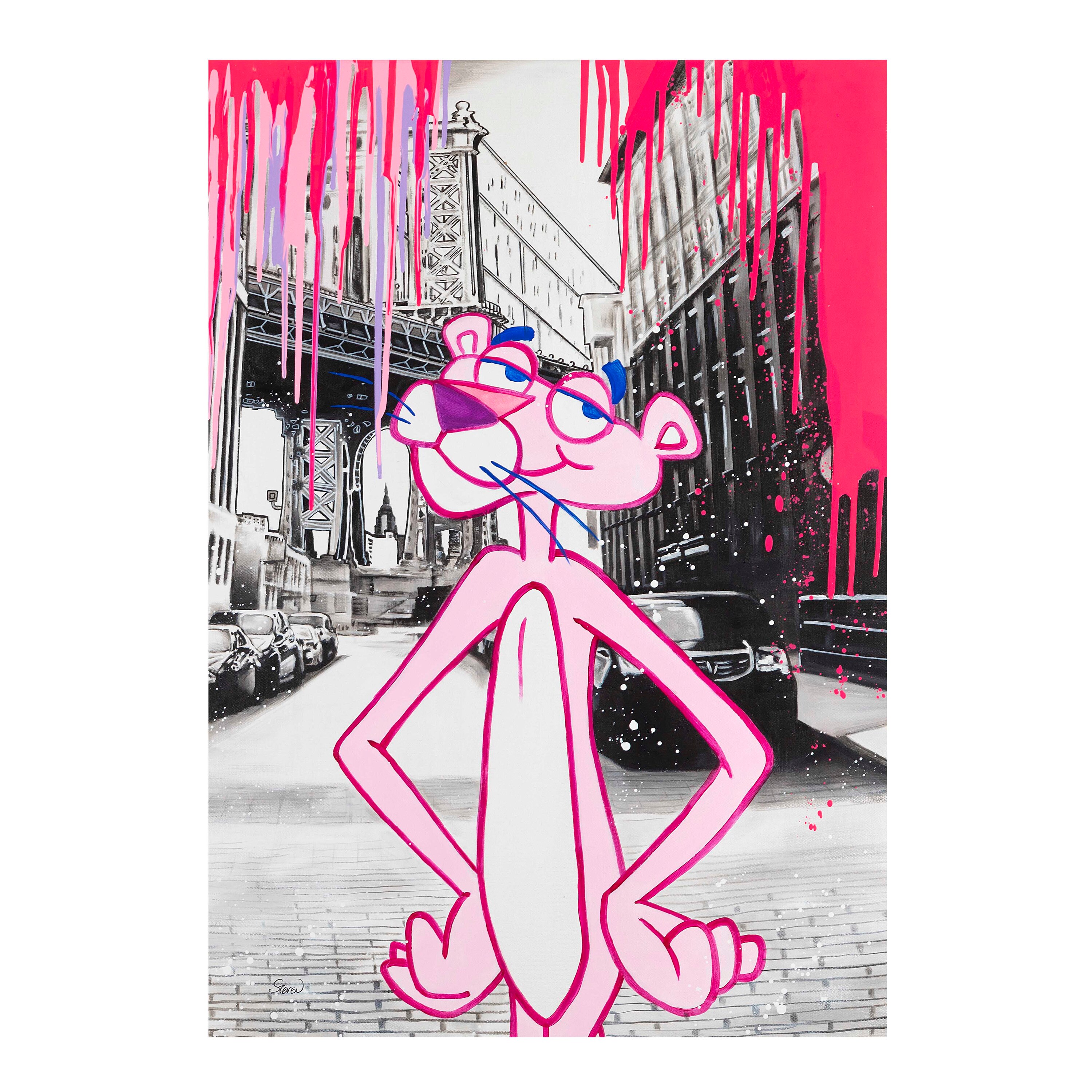 Hand Painted ORIGINAL Painting Pink Panther Pop Art 