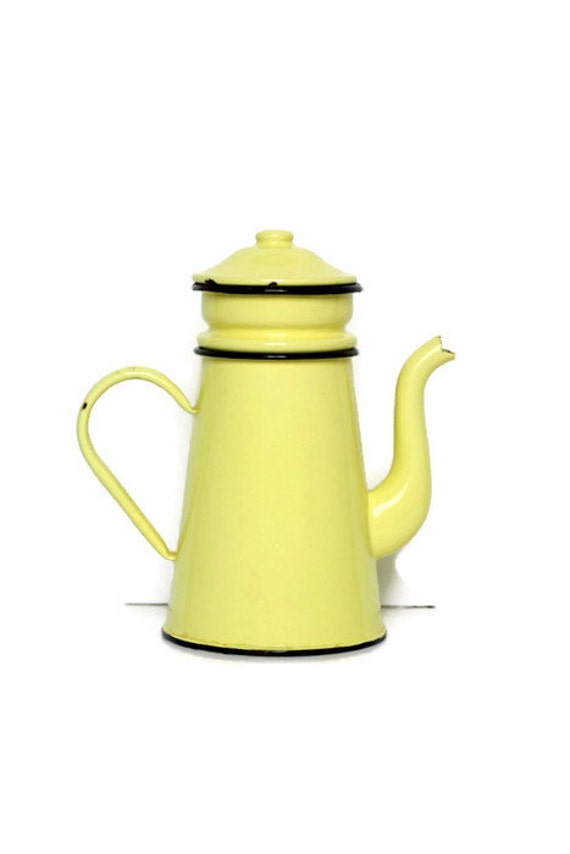 Cafetière Vintage Jaune de La Décoration Cuisine Français FrancePot Cafetière Émaillée