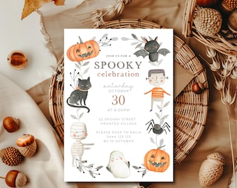 Halloween invitation, Halloween party invite, Halloween birthday invitation, Digital evite, Instant download