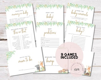 Australian Animal Baby Shower Games Bundle, Digital Printable, Print Yourself, Instant Download