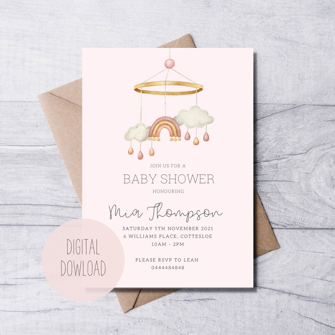 Boho Rainbow Baby Shower Invitation Digital Invitation Print - Etsy Finland