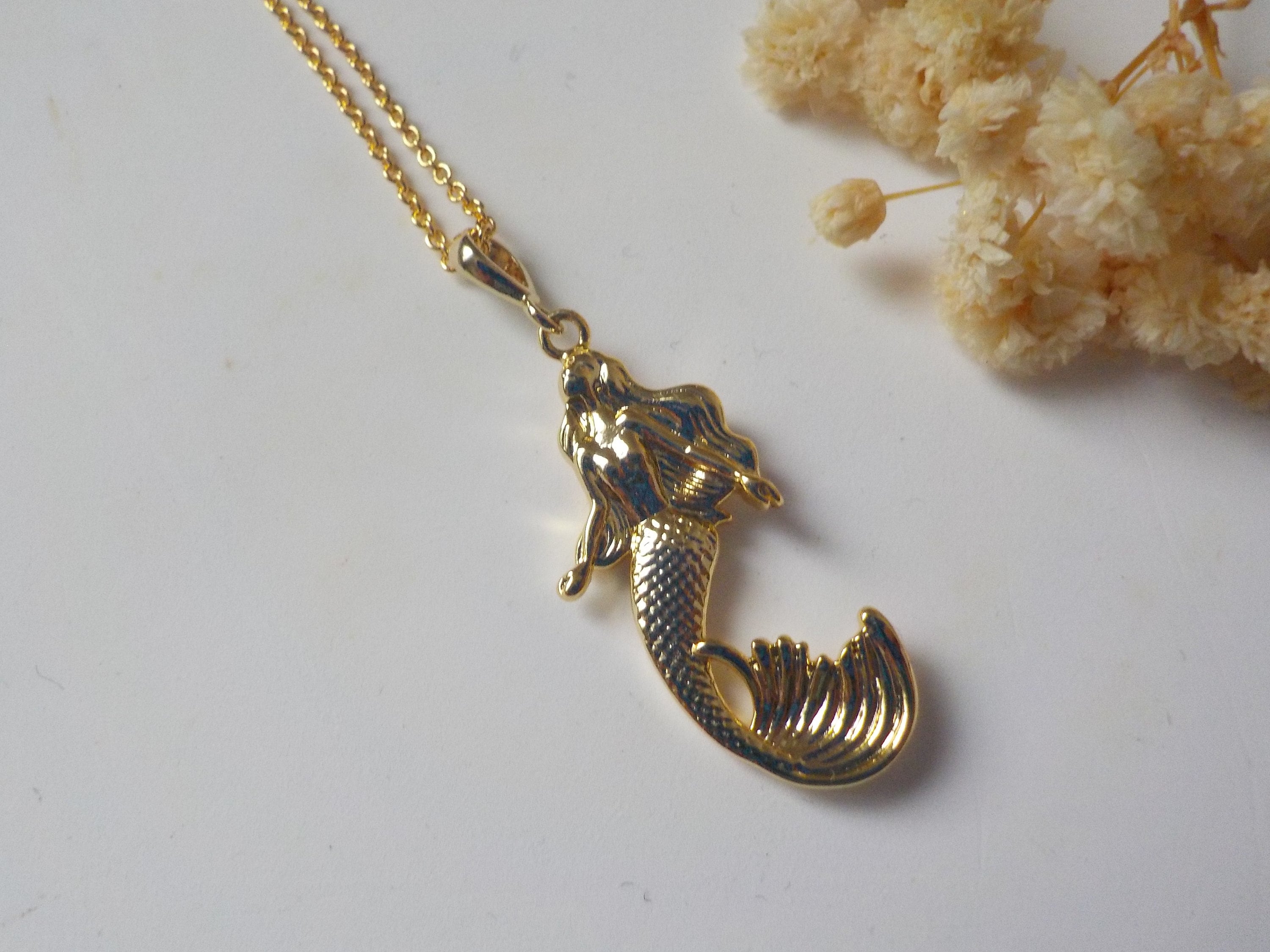 mermaid necklace, mermaid necklace, minimalist necklace, vintage necklace, boho necklace