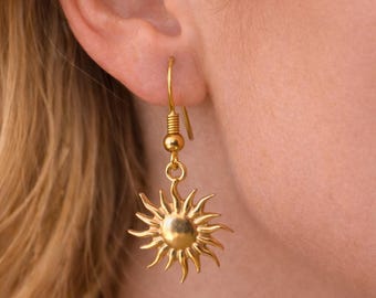 Orecchini sole, orecchini luna, orecchini sole e luna, orecchini placcati in oro