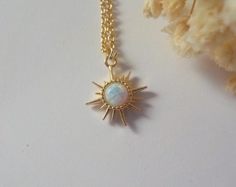 opal necklace, star opal, Fire Opal necklace, opal charm, Stone Jewelry, Gold North Star Opal Necklace, Gold Filled, Dainty Necklace