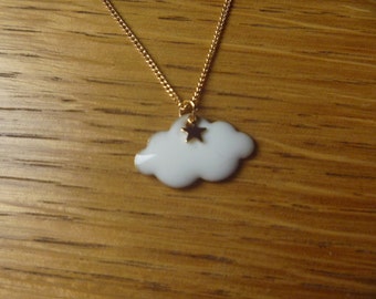 Rain Cloud Silver Necklace with blue gemstone