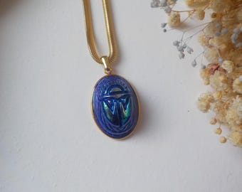Collier Scarabée égyptien Lot De 6 - Pendentif Alliage Bleu Royal - Style Rétro Protection - Accessoire Original Pour Femmes - Longueur 25 Cm