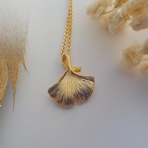 Gold Ginkgo Leaf Necklace, Gold Leaf Necklace, Woodland Jewelry, Woodland Necklace, Gold Leaf Necklace - 14K Gold-Filled Chain