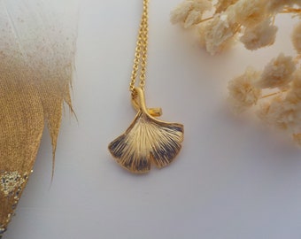Gold Ginkgo Leaf Necklace, Gold Leaf Necklace, Woodland Jewelry, Woodland Necklace, Gold Leaf Necklace - 14K Gold-Filled Chain
