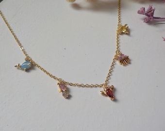 Charm-Halskette, minimalistische Meeres-Halskette, Muschel-Halskette, Krabben-Halskette, Meeres-Halskette, Liebes-Charm-Halskette, Charm-Halskette