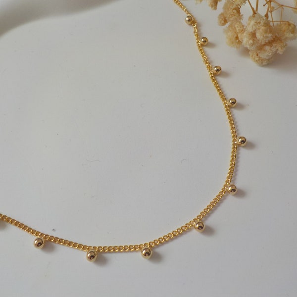 collier minimaliste doré, collier satellite, collier boule, collier pour femme