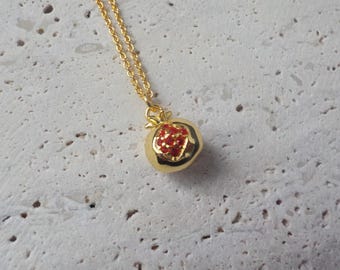 Enamel necklace, Strawberry Necklace, enamel Jewellery , Gift For Her, Bridesmaid Gift