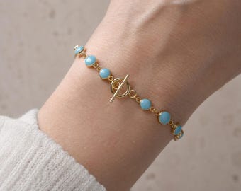 Minimalist and Dainty Gold armband, Geometric Layering armband, Boho Layered armband, resin beads chain