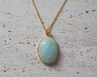 Royal Scarab Necklace, Goldfilled over Rhodium, Amazonite Scarab Pendant, Egyptian Beetle Luck Charm, Scarab Jewelry