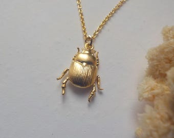 Royal Scarab Necklace, Goldfilled over Rhodium, Scarab Pendant, Egyptian Beetle Luck Charm, Scarab Jewelry, beetle necklace