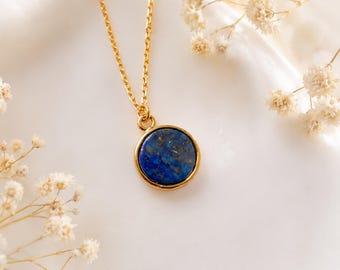 Collier rond doré lapis lazuli