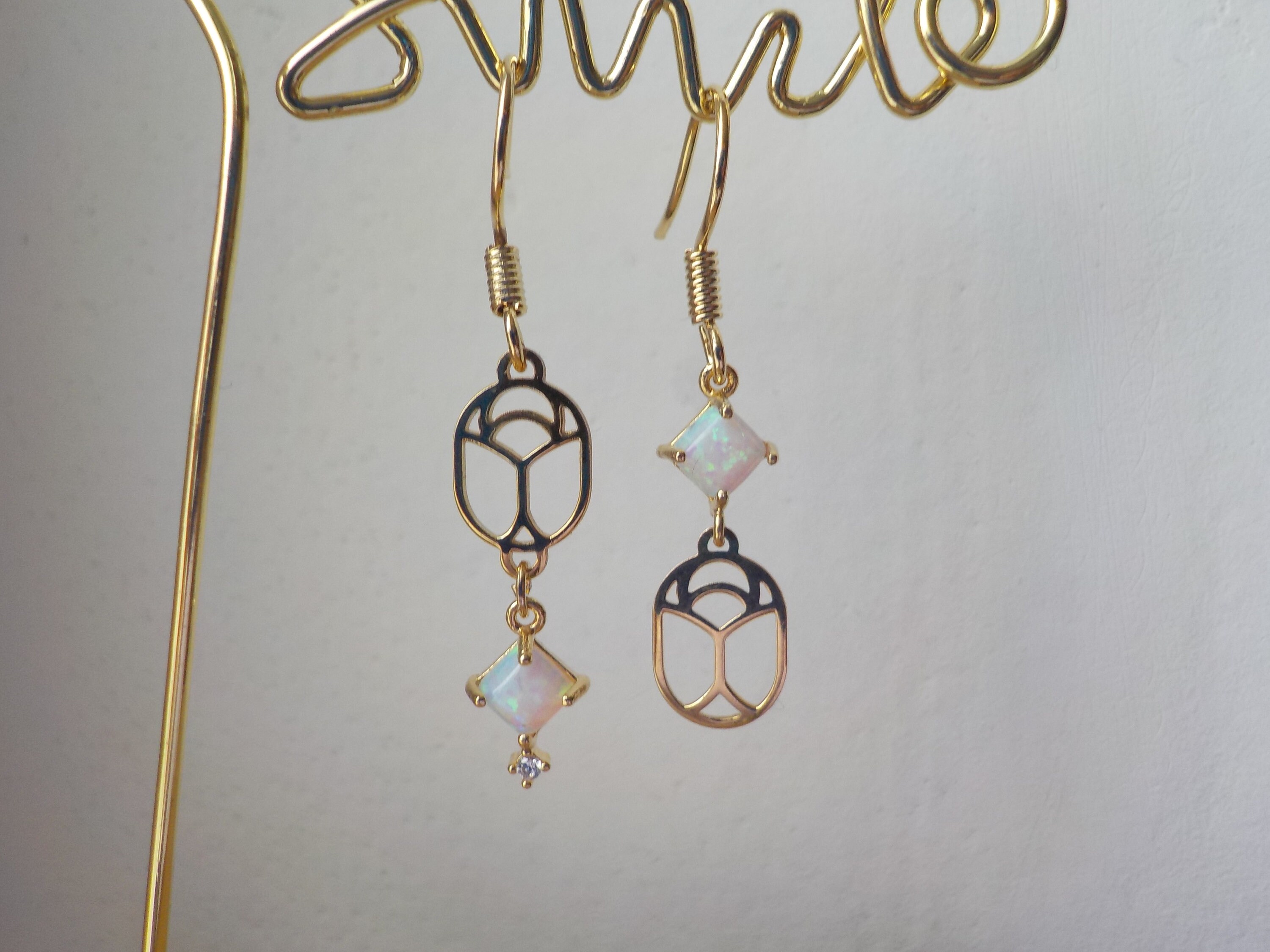 Boucles D'oreilles Clous Scarabée - Émail Noir, Strass Blancs - Betsey Johnson Style - Neuf Avec étiquettes