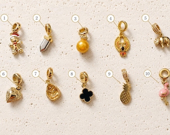 Gold Charm of Your Choice for Necklace or Bracelet, Numbered Charm, Personalized Pendant, Gold Jewelry Charm for Women