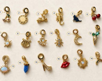 Gold Charm of Your Choice for Necklace or Bracelet, Numbered Charm, Personalized Pendant, Gold Jewelry Charm for Women