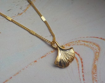 Gold Ginkgo Leaf Necklace, Gold Leaf Necklace, Woodland Jewelry, Woodland Necklace, Gold Leaf Necklace - 14K Gold-Filled Chain