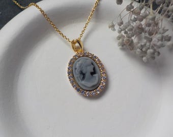 collana vintage, medaglione cameo donna, collana cameo, collana donna