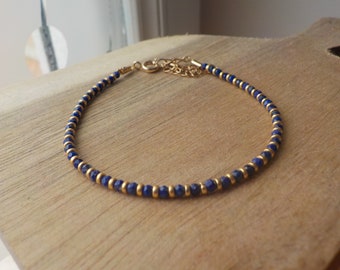 bracelet perles lapis lazuli, bracelet, bracelet lapis, bracelet bleu, bracelet gemstone