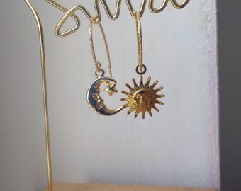 orecchini sole, orecchini luna, orecchini sole e luna, orecchini placcati oro