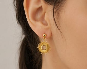 orecchini sole, orecchini luna, orecchini sole e luna, orecchini placcati oro