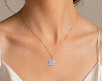 Stainless steel necklace with flower pendant,  Women's fine chain necklace