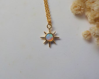 opal necklace, star opal, Fire Opal necklace, opal charm, Stone Jewelry, Gold North Star Opal Necklace, Gold Filled, Dainty Necklace