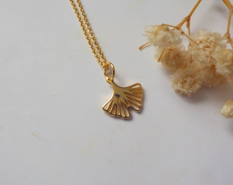 Gold Ginkgo Leaf Necklace, Gold Leaf Necklace, Woodland Jewelry, Woodland Necklace, Gold Leaf Necklace - 14K Gold-Filled Chain